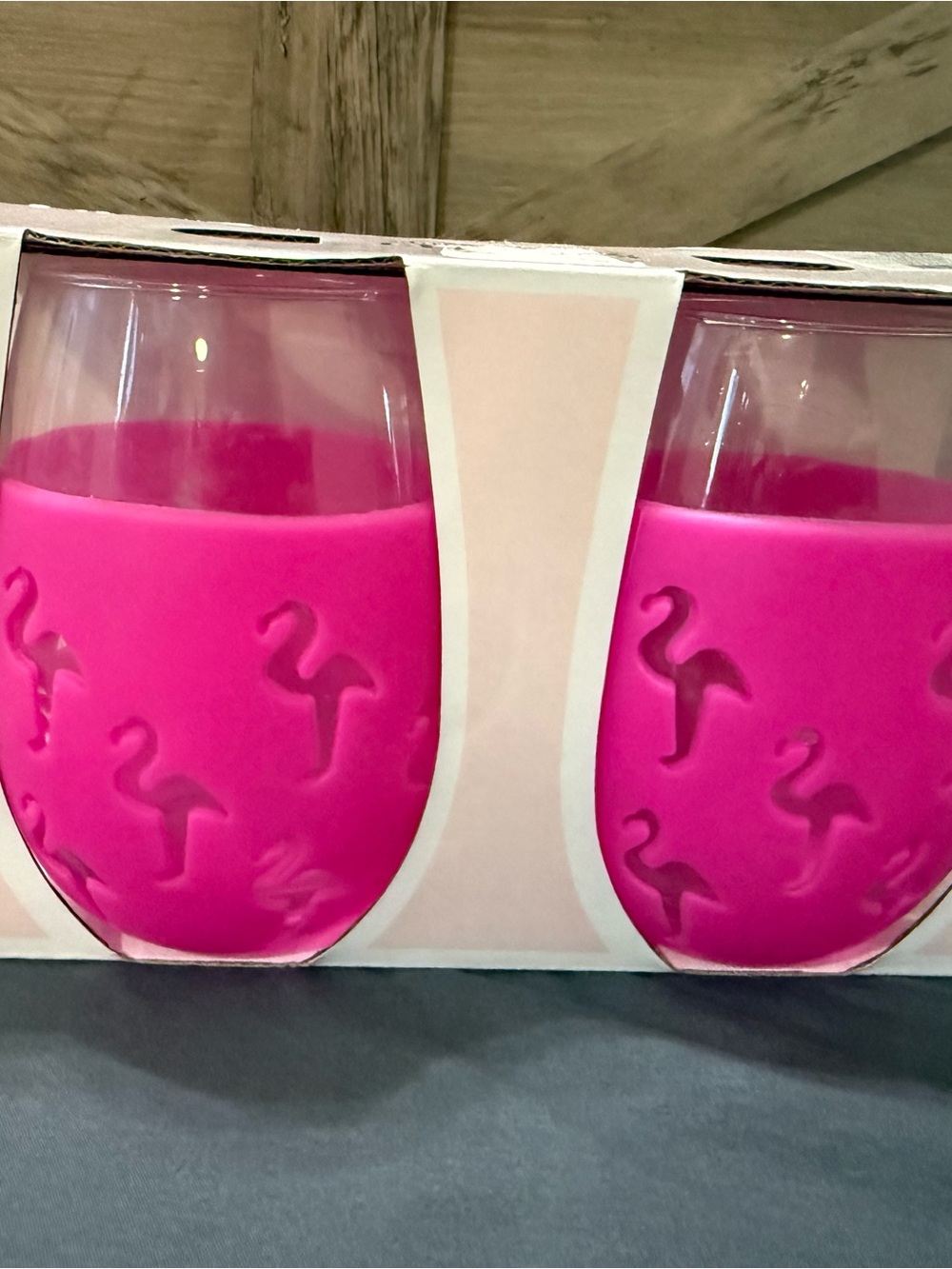 Hot Pink Flamingo Silicone Stemless Wine Glasses - Set of 2